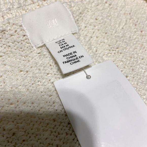 New H&M SLUB-KNIT CARDIGAN Cream Short Sleeve size M - Picture 7 of 7